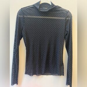 AFRM Black and White Polka Dot Long Sleeve Top Sheer Streetwear High End Date
